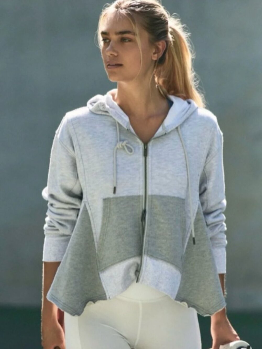 NWT FREE PEOPLE MOVEMENT Fly By Zip Up Hoodie Jacket - Heather Gray